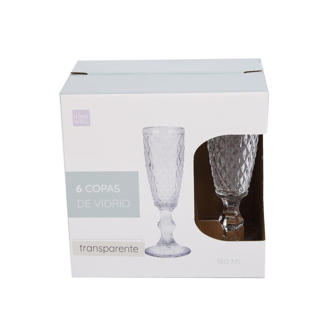 Set 6 Copas Champagne de Vidrio 160ml